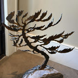 Handcrafted Metal Tree Sculpture on Stone Base - thumbnail 5 of 9