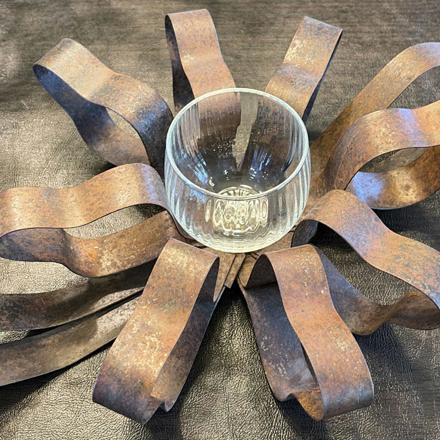Crystal Candle Holders and Metal Candle Snuffer with Decorative Centerpiece - image 12 of 13
