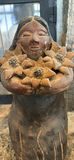 Mexican Red Clay Folk Art - Woman with Flowers - thumbnail 2 of 8
