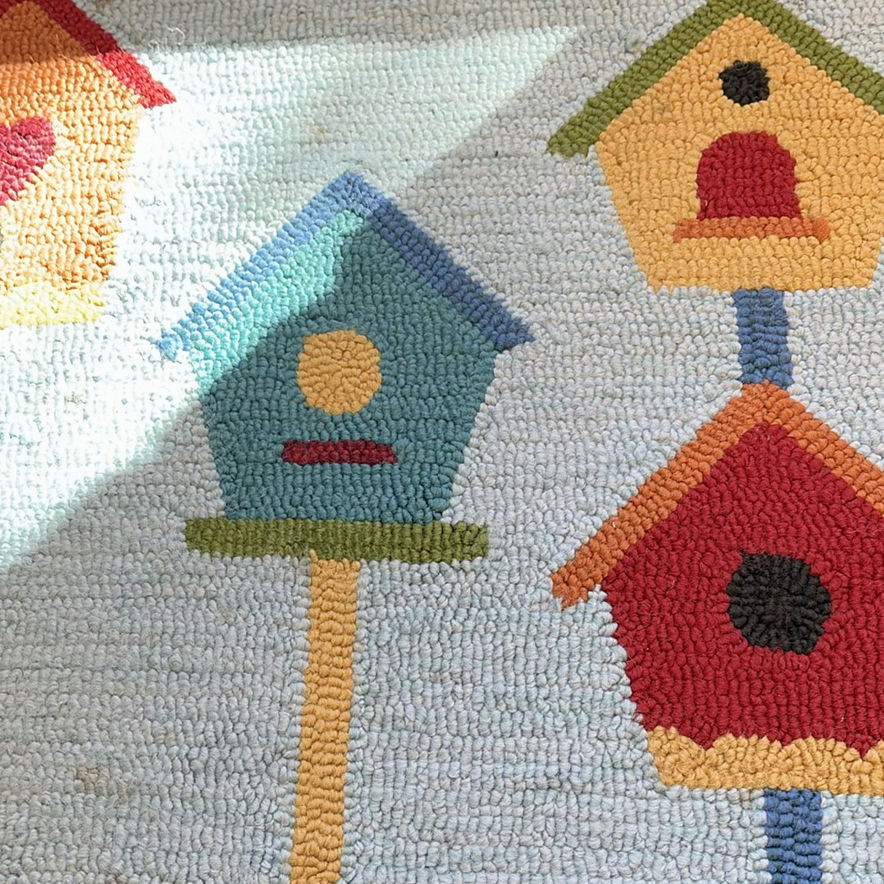 Rug Hooked Birdhouse Pattern Area Rug - image 8 of 12