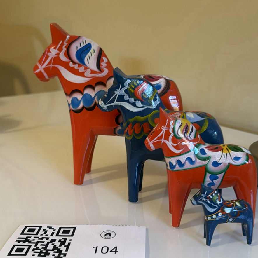 Set of Four Painted Wooden Dala Horse Figurines - by Nils Olssen - image 2 of 11