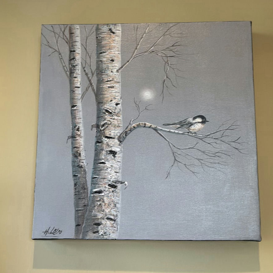 ORIGINAL ART by Henri Lobo - Chicadee on Birch - image 1 of 8