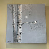 ORIGINAL ART by Henri Lobo - Chicadee on Birch - thumbnail 1 of 8