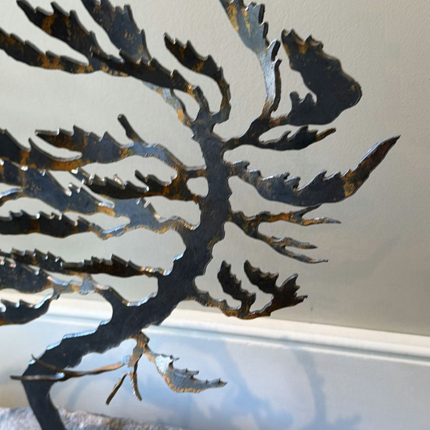 Handcrafted Metal Tree Sculpture on Stone Base - image 2 of 9