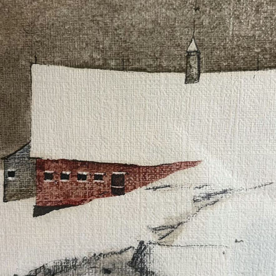 Original Signed Winter Farmhouse Artwork - image 4 of 8