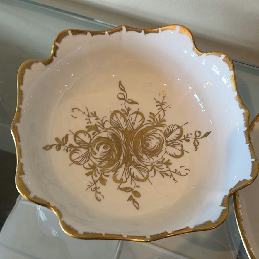 BIRKS Hand Painted French Porcelain Bowl, Plate, and Serving Spoon - image 2 of 10