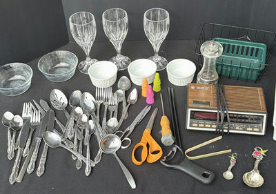 Assorted Kitchenware, Flatware, Glassware, and Decorative Spoons - Image 1 of 7