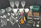 Assorted Kitchenware, Flatware, Glassware, and Decorative Spoons - thumbnail 1 of 7