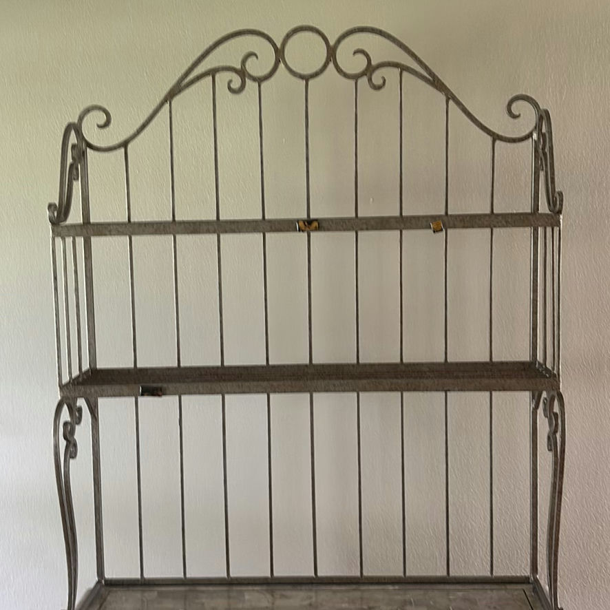 Metal Baker’s Rack with Stone Shelves and Floor Lamp - image 2 of 8