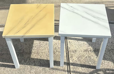 Two Square Side Tables with Marble-Pattern Tops - Image 1 of 3