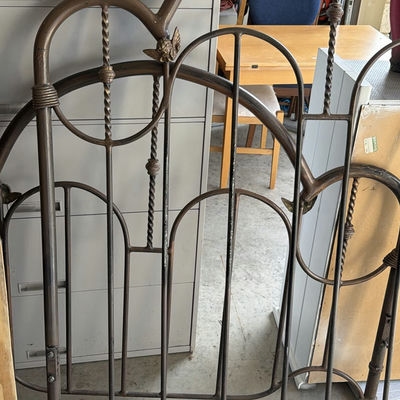 Ornate Metal Bed Headboard and Footboard - Image 1 of 7