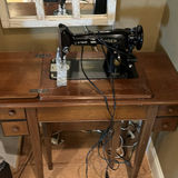 Singer Sewing Machine in Wooden Sewing Cabinet - thumbnail 8 of 11