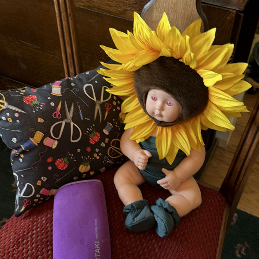 Baby Doll with Sunflower Headpiece, Decorative Pillow, and Eyeglasses Case - image 1 of 4