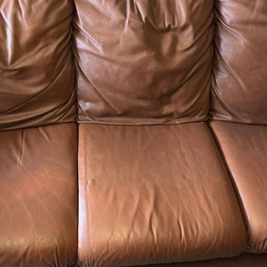 Brown Leather Three-Seat Sofa - image 3 of 7