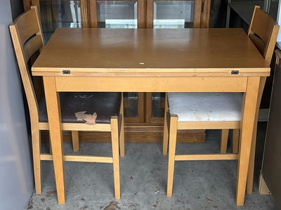 Wooden Dining Table with Two Chairs - Image 1 of 5