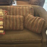 Upholstered Loveseat with Striped Accent Pillows - thumbnail 5 of 6