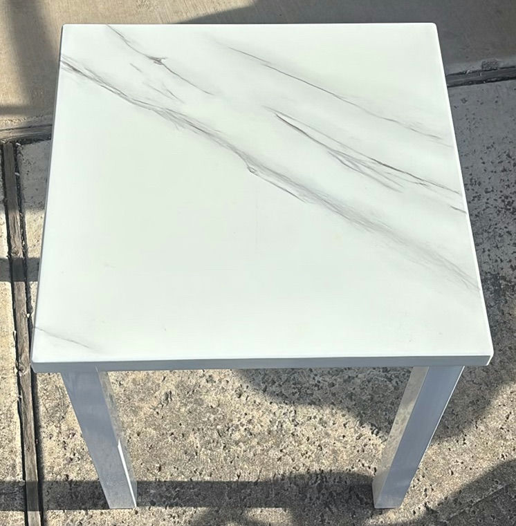 Two Square Side Tables with Marble-Pattern Tops - image 3 of 3