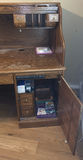 Wooden Roll-Top Desk with Drawers and Storage Compartments - thumbnail 4 of 9