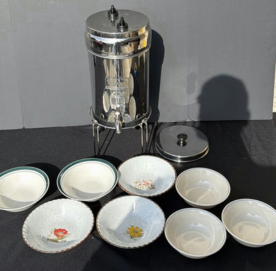 Berkey Stainless Steel Water Dispenser and Eight Ceramic Bowls - Image 1 of 9