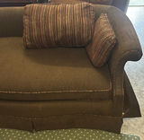 Upholstered Loveseat with Striped Accent Pillows - thumbnail 2 of 6