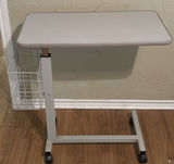 Rolling Overbed Table with Wire Basket - thumbnail 1 of 4