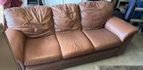 Brown Leather Three-Seat Sofa - thumbnail 1 of 7