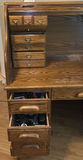 Wooden Roll-Top Desk with Drawers and Storage Compartments - thumbnail 2 of 9