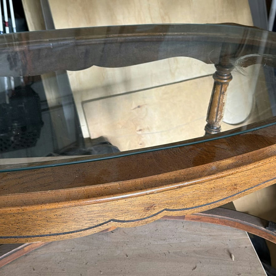 Oval Wooden Coffee Table with Glass Top - image 5 of 6