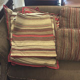 Upholstered Loveseat with Striped Accent Pillows - thumbnail 6 of 6