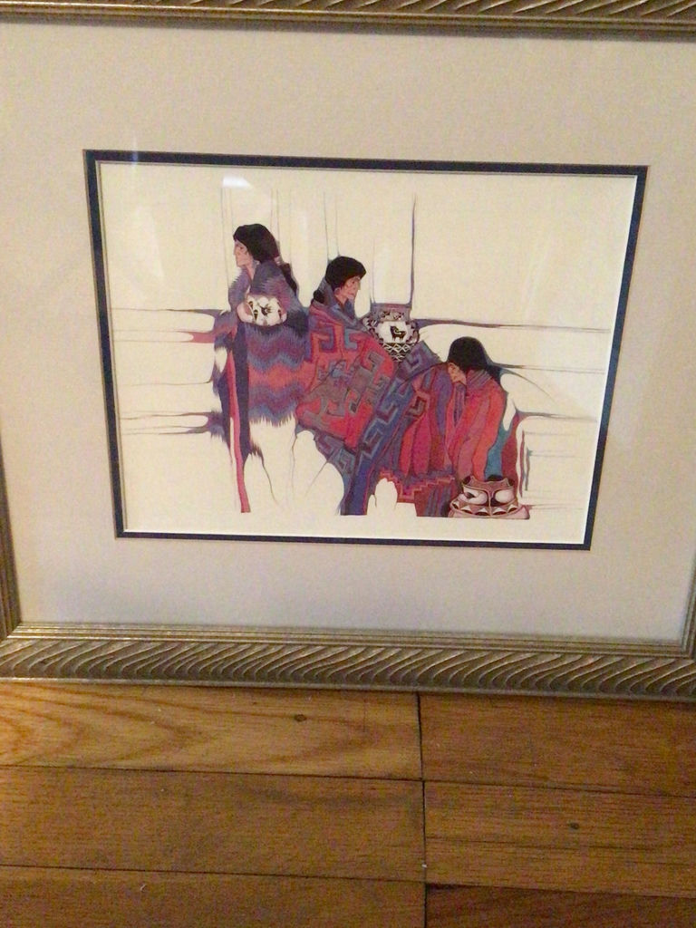 Framed Art Print of Figures in Multicolored Textiles - image 2 of 2