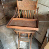 Vintage wooden high chair with tray and wheels - thumbnail 4 of 4