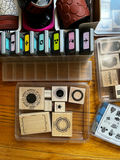 Stamping supplies with wooden stamps and ink pads - thumbnail 3 of 4