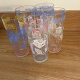 Six tall etched glass tumblers with colorful designs - thumbnail 2 of 2