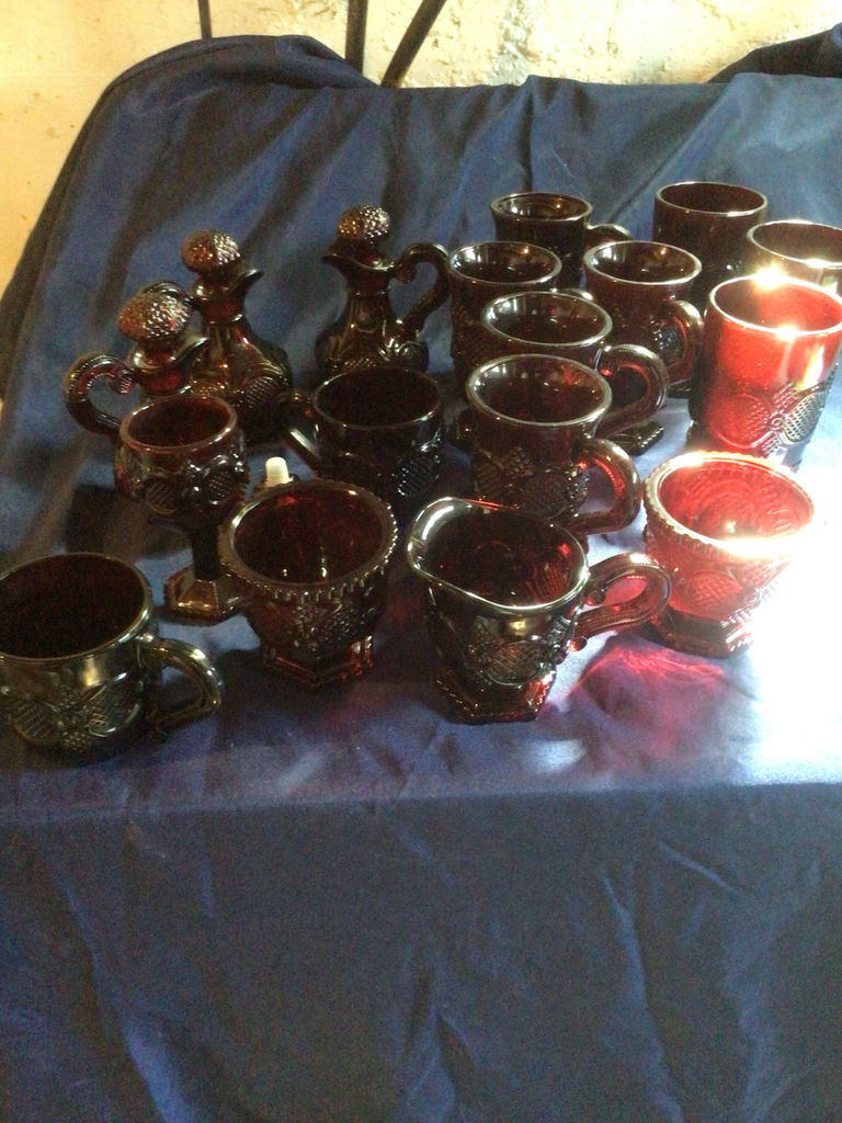 Cranberry glassware set: mugs, goblets, and decanters - image 1 of 4
