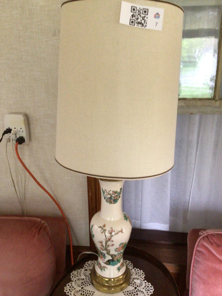 Porcelain Vase Table Lamp with Floral Motifs - image 1 of 2