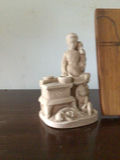 Willson Craft ceramic figurine with table scene and carved wooden panel - thumbnail 2 of 5
