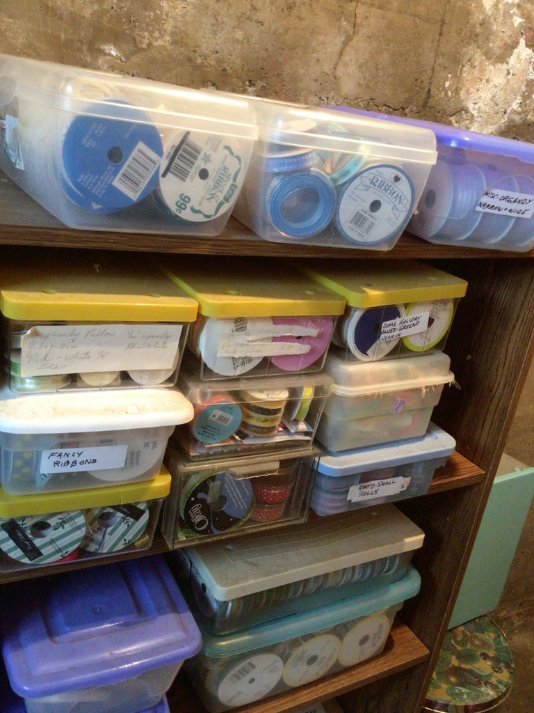 Craft ribbons and tape organized in plastic containers - image 1 of 5