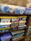 Craft ribbons and tape organized in plastic containers - thumbnail 1 of 5