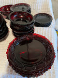 Cranberry glass dessert bowls and plates set - thumbnail 2 of 5