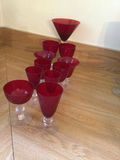 Red glassware set with martini glass and stemmed goblets - thumbnail 2 of 2