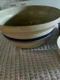 Ceramic bowls with blue stripes and an ornate creamer - thumbnail 1 of 3