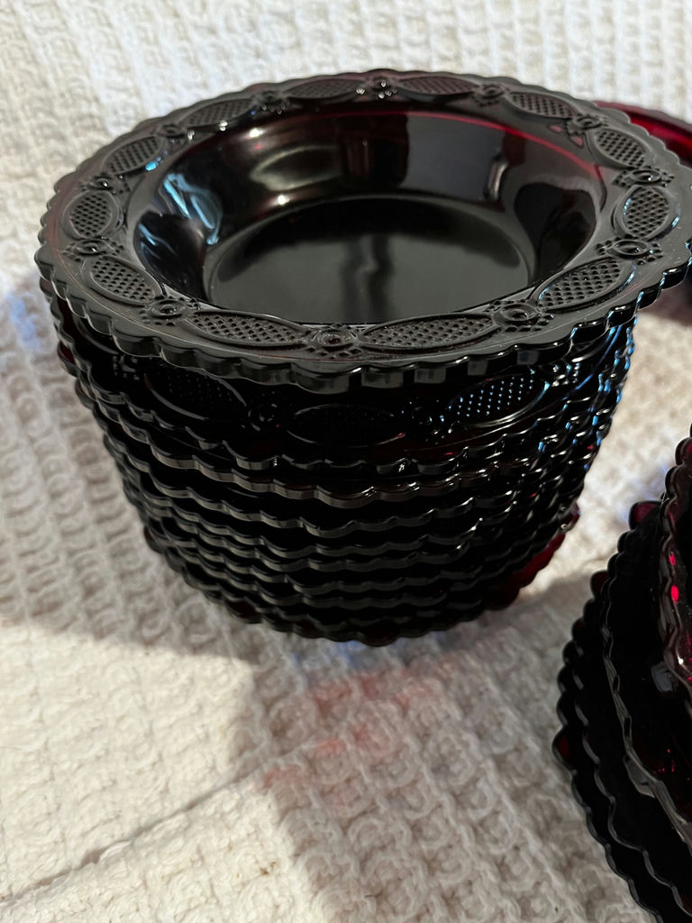 Cranberry glass dessert bowls and plates set - image 5 of 5