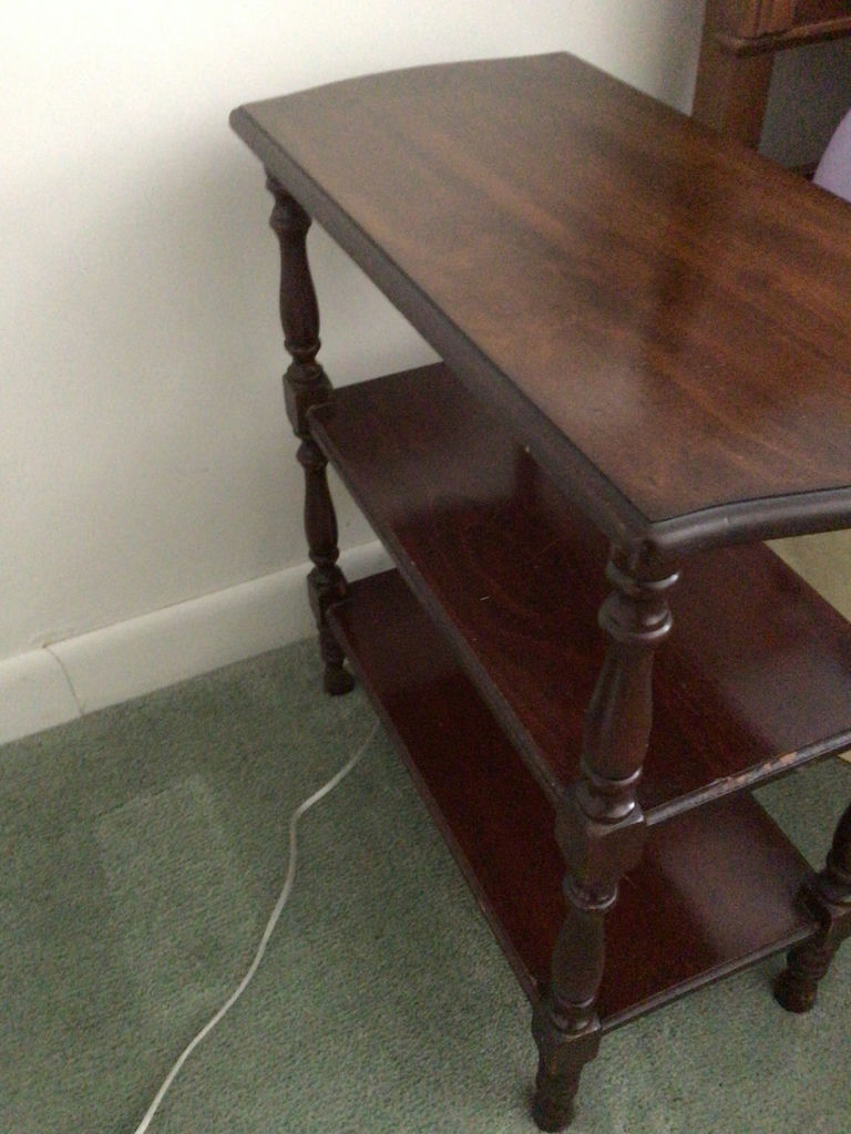 Dark wood three-tier end table - image 2 of 2