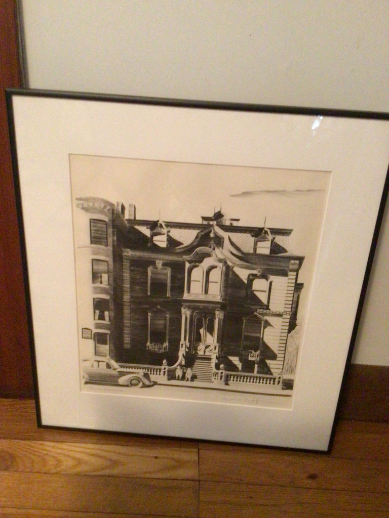 Framed black-and-white print of a Victorian mansion - image 1 of 3