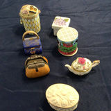 Assorted miniature decorative boxes, tins, and teapot - thumbnail 1 of 2