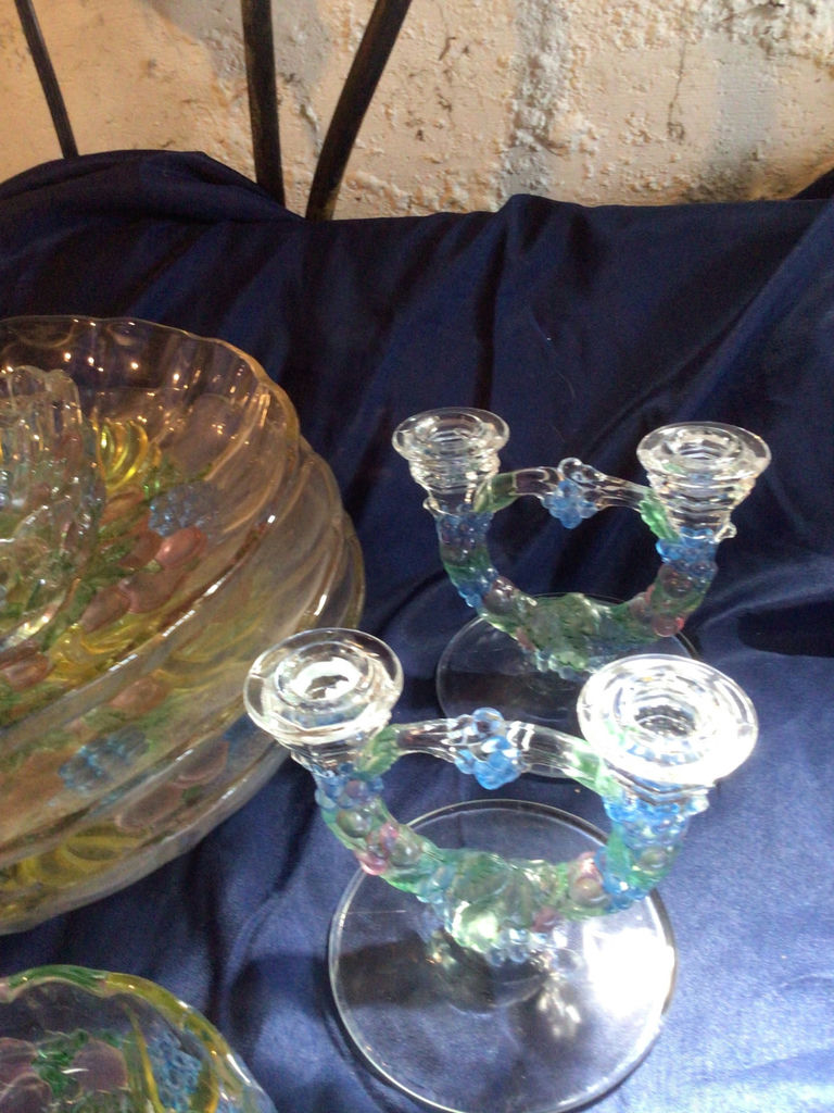 Iridescent Glass Bowls and Candlesticks - image 4 of 4