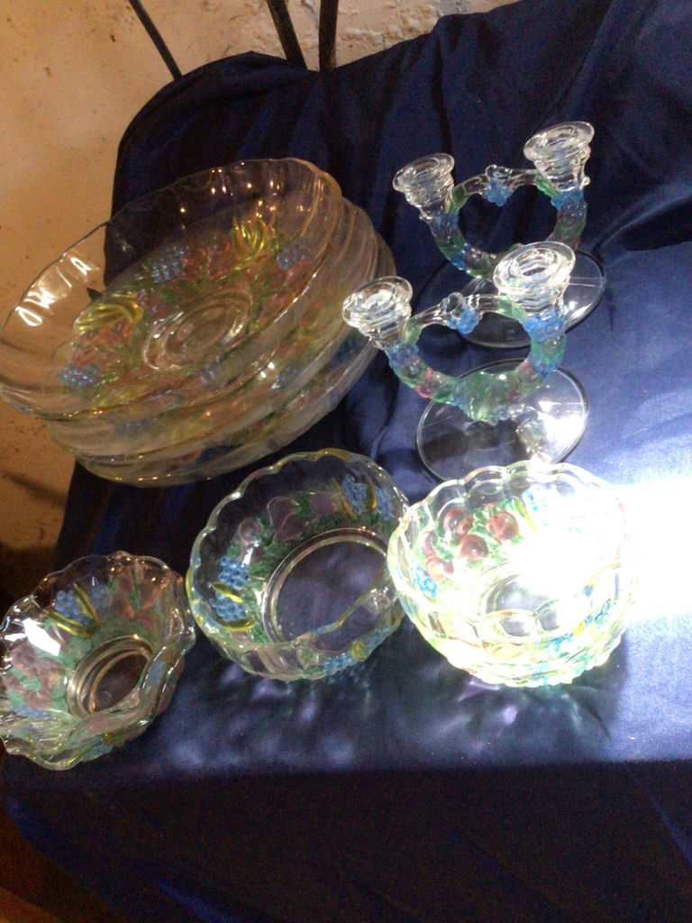 Iridescent Glass Bowls and Candlesticks - image 1 of 4