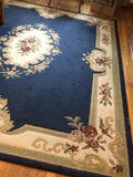 Blue area rug with floral border and Plateau Abrissone Navy - thumbnail 1 of 3