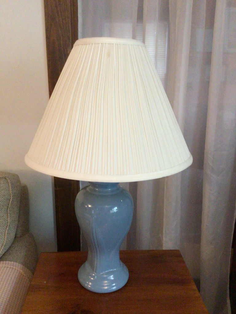 2 Blue ceramic table lampsd with pleated shade - image 1 of 2