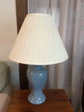 2 Blue ceramic table lampsd with pleated shade - thumbnail 1 of 2